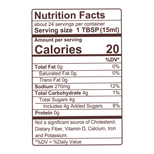 Ginger Lime Marinade Nutrition Label