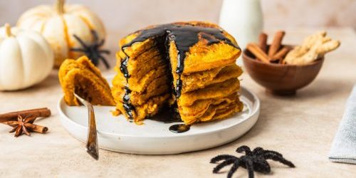 Halloween Pumpkin Pancakes with Black Ginger Syrup